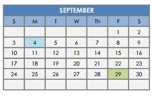District School Academic Calendar for Sul Ross Elementary School for September 2017