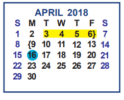 District School Academic Calendar for Garza Middle School for April 2018