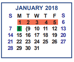 District School Academic Calendar for Central Middle School for January 2018