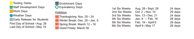 District School Academic Calendar Key for Central Middle School