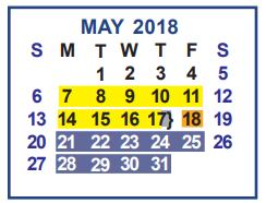 District School Academic Calendar for Horton Disciplinary Alternative Ed for May 2018