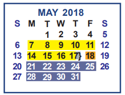 District School Academic Calendar for Gonzalez Elementary for May 2018