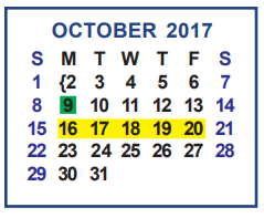 District School Academic Calendar for Ybarra Elementary for October 2017