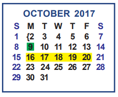 District School Academic Calendar for A N Rico Elementary for October 2017
