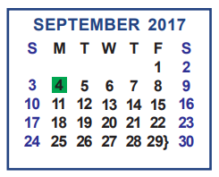 District School Academic Calendar for A N Rico Elementary for September 2017