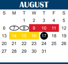 District School Academic Calendar for Carrigan Ctr for August 2017