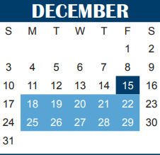 District School Academic Calendar for Bonham Elementary for December 2017