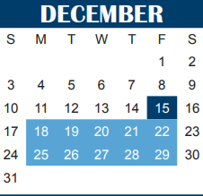 District School Academic Calendar for Wichita Falls High School for December 2017