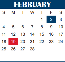 District School Academic Calendar for Zundelowitz Junior High for February 2018