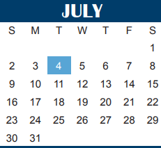 District School Academic Calendar for Fannin Elementary for July 2017