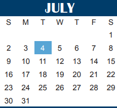 District School Academic Calendar for Mcniel Junior High for July 2017