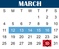 District School Academic Calendar for Kirby Math-science Ctr for March 2018