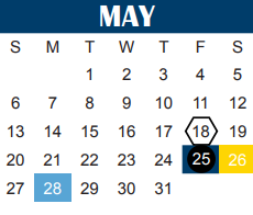 District School Academic Calendar for Northwest Head Start for May 2018