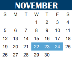 District School Academic Calendar for Jefferson Elementary for November 2017