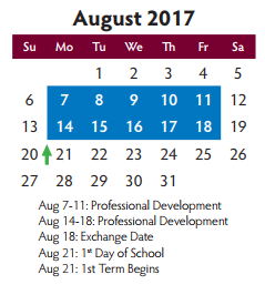 District School Academic Calendar for Harrison Intermediate School for August 2017