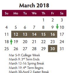 District School Academic Calendar for Collin Co Co-op for March 2018