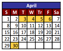 District School Academic Calendar for Ranchland Hills Middle School for April 2018
