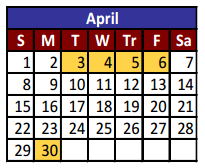 District School Academic Calendar for Parkland High School for April 2018