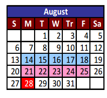 District School Academic Calendar for Riverside High School for August 2017