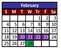 District School Academic Calendar for Riverside High School for February 2018