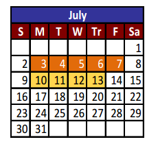 District School Academic Calendar for Adult Community Learning Center for July 2017