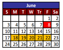 District School Academic Calendar for Ranchland Hills Middle School for June 2018