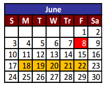 District School Academic Calendar for Parkland High School for June 2018