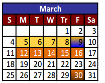 District School Academic Calendar for Cedar Grove Elementary for March 2018