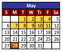 District School Academic Calendar for Parkland Elementary for May 2018
