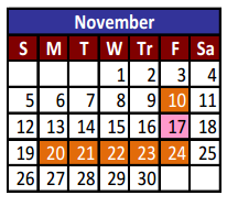 District School Academic Calendar for J M Hanks High School for November 2017