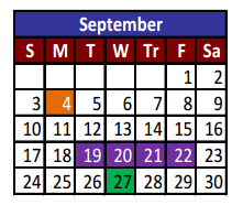 District School Academic Calendar for Mission Valley Elementary for September 2017