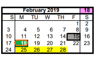 District School Academic Calendar for Johnson Elementary for February 2019