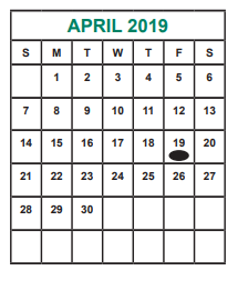 District School Academic Calendar for Kennedy Elementary for April 2019