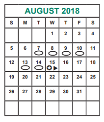 District School Academic Calendar for Alief Isd J J A E P for August 2018