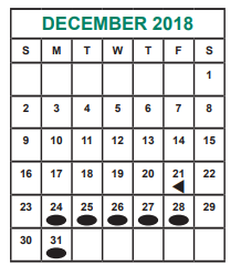 District School Academic Calendar for Mahanay Elementary School for December 2018