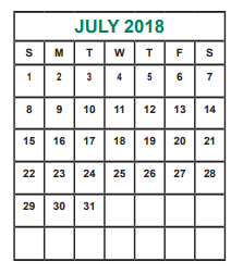 District School Academic Calendar for Hicks Elementary School for July 2018