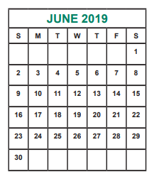 District School Academic Calendar for Hastings High School for June 2019
