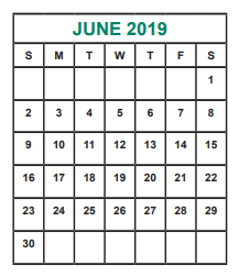 District School Academic Calendar for Alief Learning Ctr (6-12) for June 2019