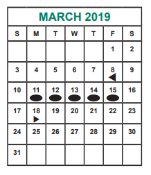 District School Academic Calendar for Alief Isd J J A E P for March 2019