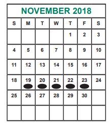 District School Academic Calendar for Alief Learning Ctr (6-12) for November 2018