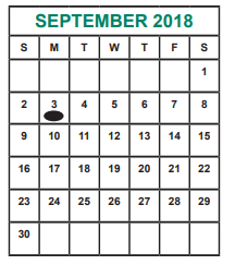 District School Academic Calendar for Bush Elementary School for September 2018