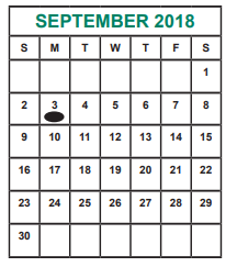 District School Academic Calendar for Alexander Elementary for September 2018