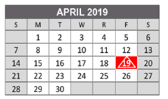 District School Academic Calendar for Reed Elementary School for April 2019