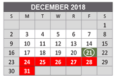 District School Academic Calendar for Boyd Elementary School for December 2018