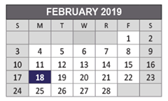 District School Academic Calendar for Lowery Freshman Center for February 2019