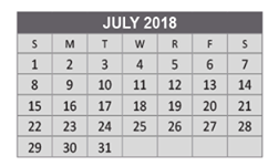 District School Academic Calendar for Anderson Elementary School for July 2018