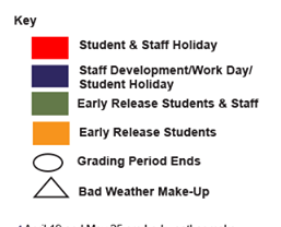 District School Academic Calendar Legend for Story Elementary School