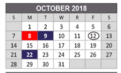 District School Academic Calendar for Lowery Freshman Center for October 2018