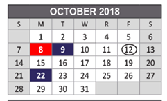 District School Academic Calendar for Rountree Elementary School for October 2018