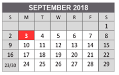 District School Academic Calendar for Story Elementary School for September 2018